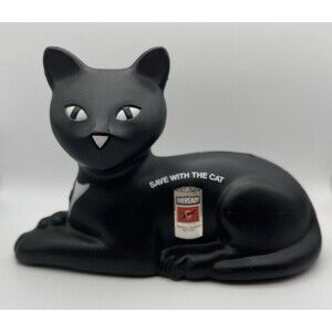 1981 Vintage Eveready Black Cat Coin Bank Ever Ready Battery COMPLETE W/Bottom
